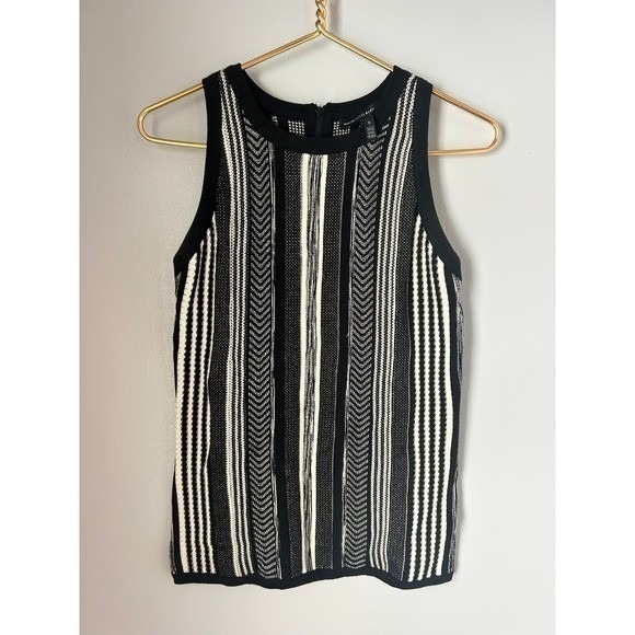 White House Black Market Tops - White House Black Market Knit Stripe Sleeveless Zipper Tank Top Women Size S